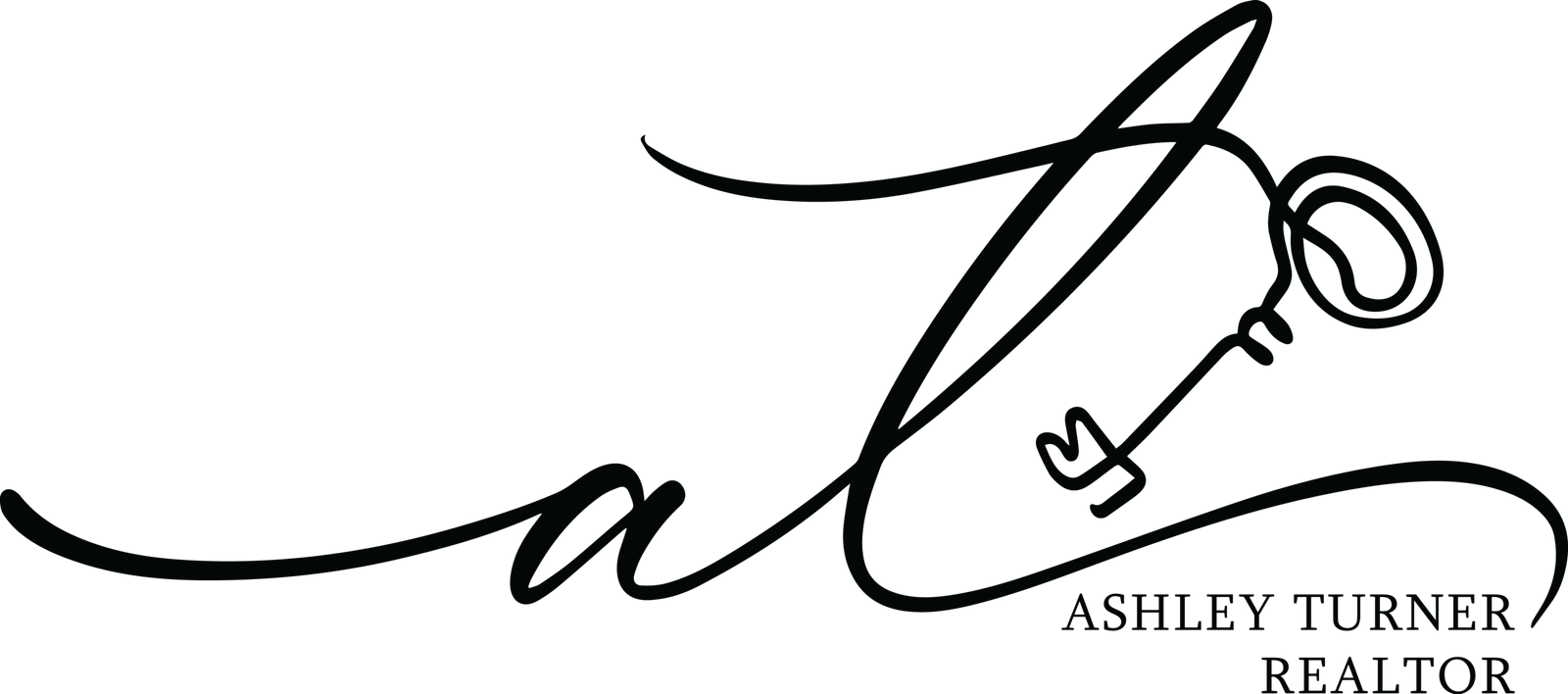 Ashley Turner Realtor logo with a key branded on the cursive "t"
